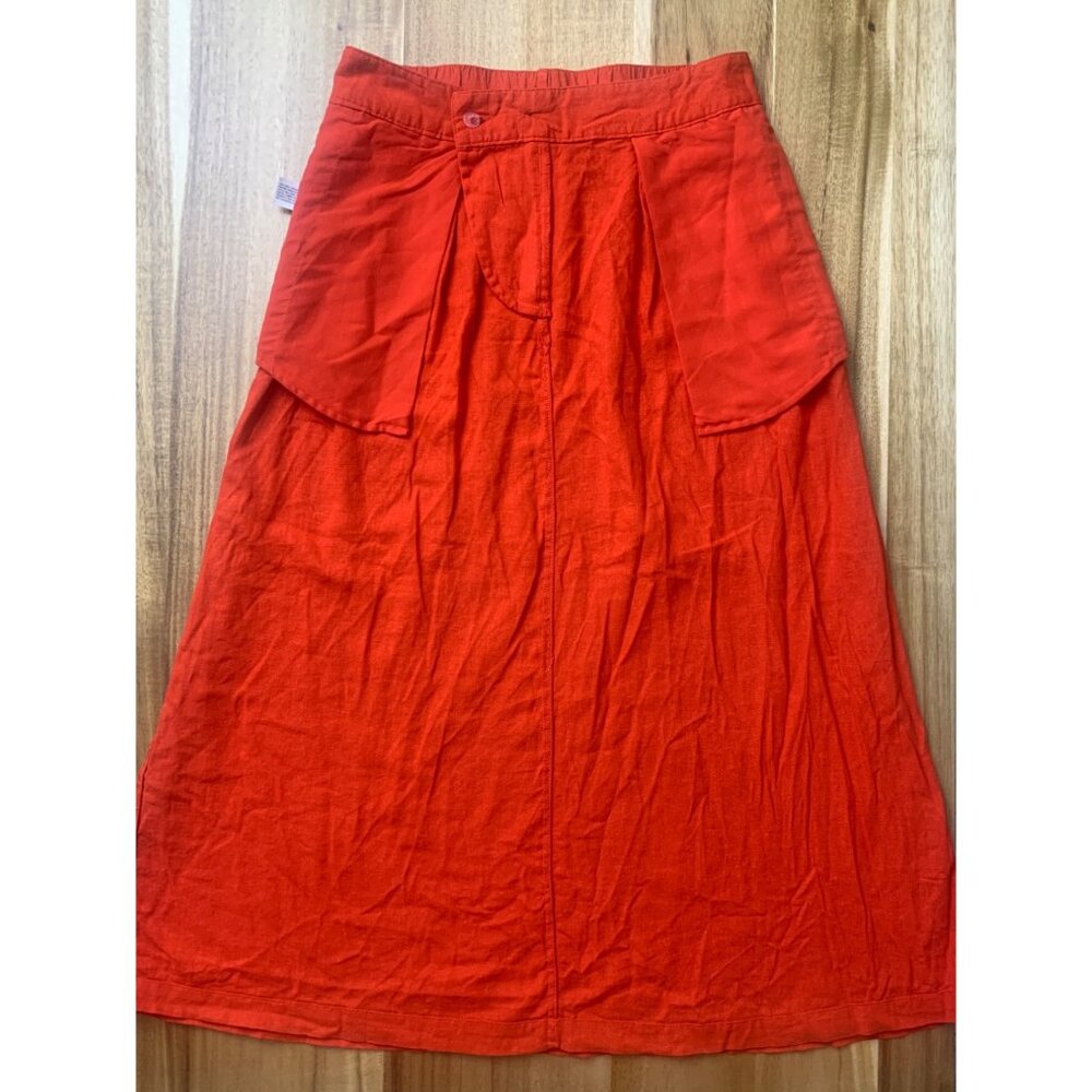 A New Day Womens Casual Red Linen Blend A-Line Midi Skirt With Pockets Medium - Picture 6 of 10